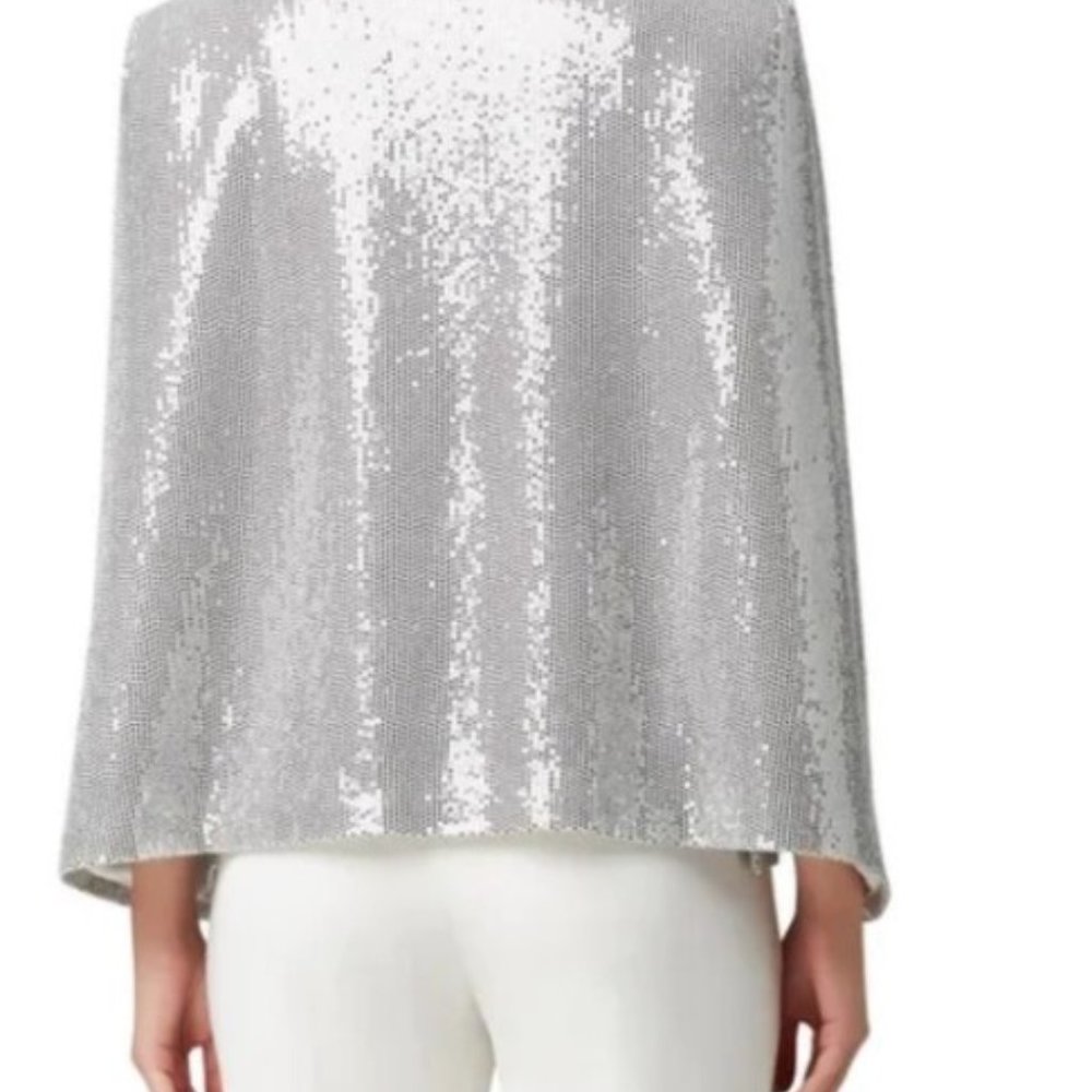 NWT! Tahari Ladies Silver Sequin Party Cape - Picture 8 of 11